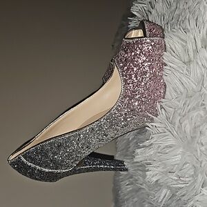 Marc Fisher open toe glitter platform heels NWT